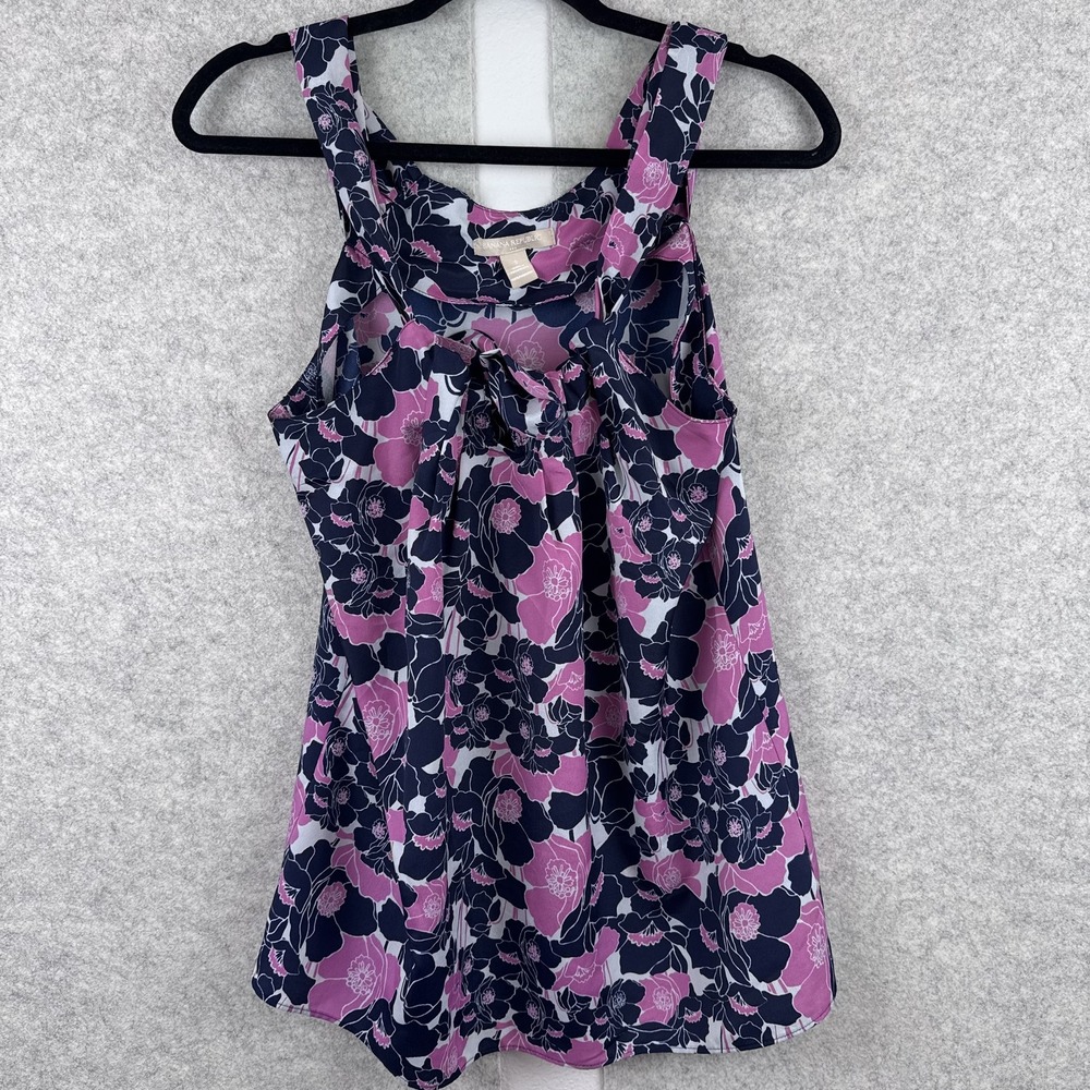 Banana Republic Tank Top Womens Small Multicolor Floral Bow Keyhole Tunic